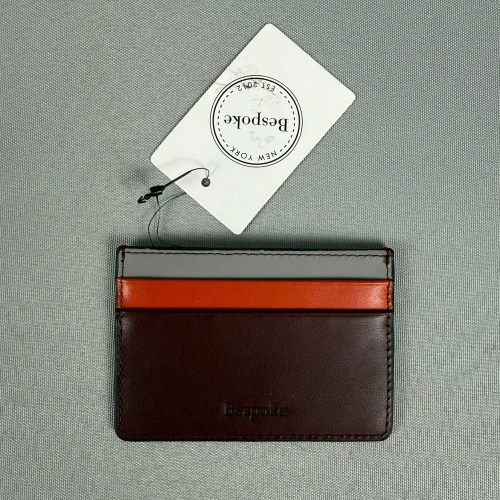 Bespoke Mens Colorblock Nappa Leather Card Holder Wallet Case Brand New NWT